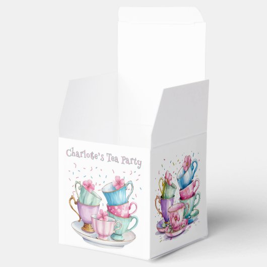 2人の女の子エレガントの誕生日パーティーでお茶 フェイバーボックス (オープン)