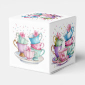 2人の女の子エレガントの誕生日パーティーでお茶 フェイバーボックス (裏面サイド)