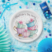 2人の女の子エレガントの誕生日パーティーでお茶 ペーパープレート (パーティー)