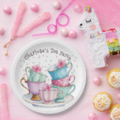 2人の女の子エレガントの誕生日パーティーでお茶 ペーパープレート (パーティー)