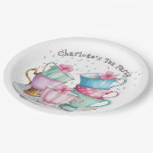 2人の女の子エレガントの誕生日パーティーでお茶 ペーパープレート (アングル)