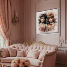 2人の女の子ヴィンテージ人形のコアお洒落