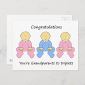 2人の女の子1人の男の子の新しい祖父母へ三つ子 ポストカード (正面/裏面)