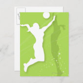 2人の女子バレーボール遊のシルエット ポストカード (正面/裏面)