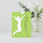 2人の女子バレーボール遊のシルエット ポストカード (スタンド正面)