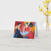 2人の女性がカフェ カード (黄色い花)