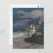 2人の女性がグレーのシングルビーチで夜 ポストカード (正面/裏面)