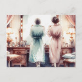 2人の女性が鏡 ポストカード (正面)
