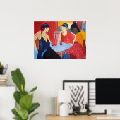 2人の女性のカフェ-プリント ポスター (ホームオフィス)