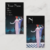 2人の女性の夜の美しいファッションモノグラム 名刺 (正面/裏面)