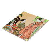 2人の女性の話すことのヴィンテージの日本のな絵画 タイル (側面)