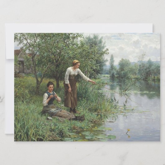 2人の女性魚釣りオンザグラスバイザリバー カード (正面)