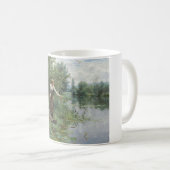 2人の女性魚釣りオンザグラスバイザリバー コーヒーマグカップ (正面右)