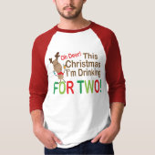 2人の妊娠のために飲むクリスマスのトナカイ Tシャツ (正面)