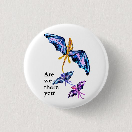 2人の子供が付いているドラゴン 缶バッジ (正面)