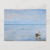 2人の子供がSkagenビーチでパドリング， PS Kroyer ポストカード (正面)