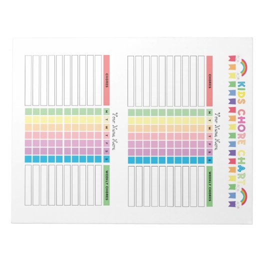 2人の子供のためのカスタムchoreグラフのメモ帳 ノートパッド (正面)