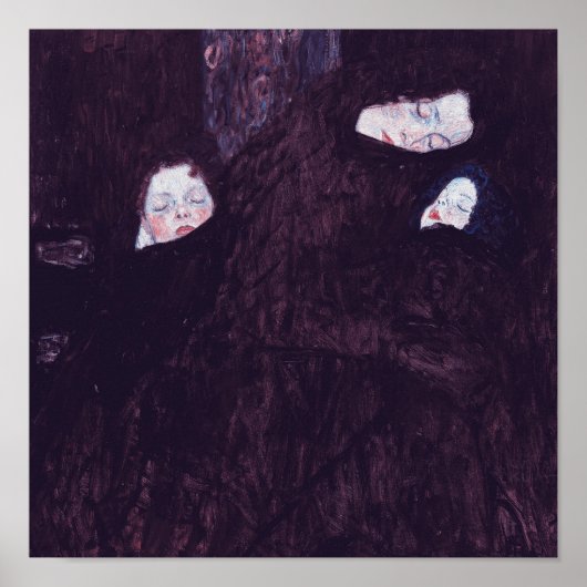 2人の子供を持つ絵を描母親のGustavクリムト ポスター (正面)