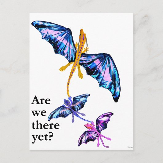 2人の子供を連れたドラゴン ポストカード (正面)