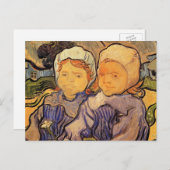 2人の子供、ファンゴッホ、ヴィンテージ印象主義アート ポストカード (正面/裏面)