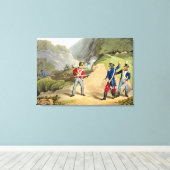 2人の将校を率いフランスのるイギリスの兵士 キャンバスプリント (インサイチュ (ウッドフロア))