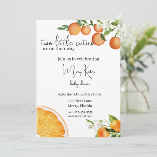 2人の小さなかわいこちゃんが赤ちゃんのシャワーを途中にある 招待状 (スタンド正面)