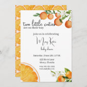 2人の小さなかわいこちゃんが赤ちゃんのシャワーを途中にある 招待状 (正面/裏面)