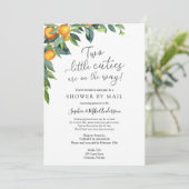 2人の小さなかわいこちゃんの赤ちゃんシャワー(郵便) 招待状 (スタンド正面)