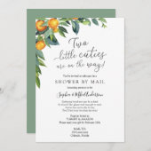 2人の小さなかわいこちゃんの赤ちゃんシャワー(郵便) 招待状 (正面/裏面)