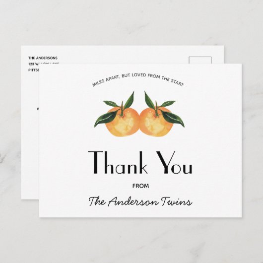 2人の小さなかわいこちゃんツインベイビーシャワーbyメールinvitat ポストカード (正面/裏面)