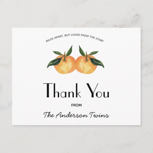 2人の小さなかわいこちゃんツインベイビーシャワーbyメールinvitat ポストカード (正面)