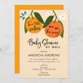 2人の小さなかわいこちゃんツインベビーシャワーbyメール 招待状 (正面/裏面)