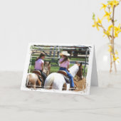 2人の小さなカウガール カード (黄色い花)