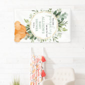 2人の小さなカボチャの双子の赤ちゃんシャワーの背景 横断幕 (インサイチュ)