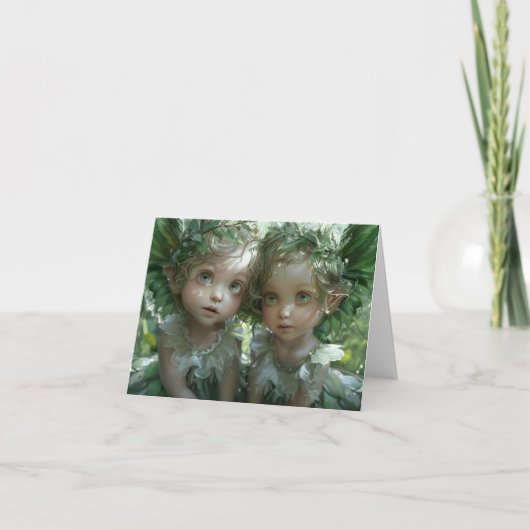 2人の小さな天使のデジタルアート カード (正面)