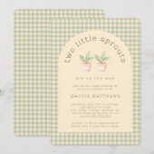 2人の小さな芽が出るよ！ベイビーシャワー 招待状 (正面/裏面)