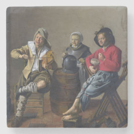 2人の少年と少女が音楽を作る(ミュージシャン) ストーンコースター