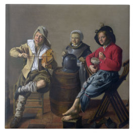 2人の少年と少女が音楽を作る(ミュージシャン) タイル