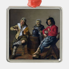 2人の少年と少女が音楽を作る(ミュージシャン) メタルオーナメント