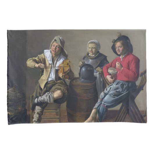 2人の少年と少女が音楽を作る(ミュージシャン) 枕カバー (正面右)