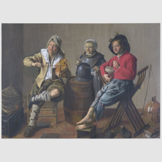 2人の少年と少女が音楽を作る(ミュージシャン) 薄葉紙 (正面)