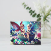 2人の座っている妖精 ポストカード (スタンド正面)