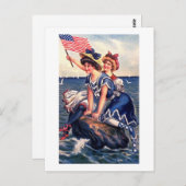 2人の愛国心のある女の子 ポストカード (正面/裏面)