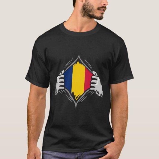 2人の手がチャドの国旗を明らかに Tシャツ (正面)