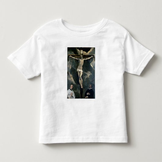2人の提供者、c.1580 (カリフォルニアとのはりつけの油 トドラーTシャツ (正面)