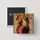 2人の敬虔な人々と即位するマドンナおよび子供 缶バッジ (正面&裏面)