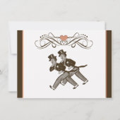 2人の新郎の陽気な結婚式招待状のブラウンのかわいいピンク 招待状 (正面)