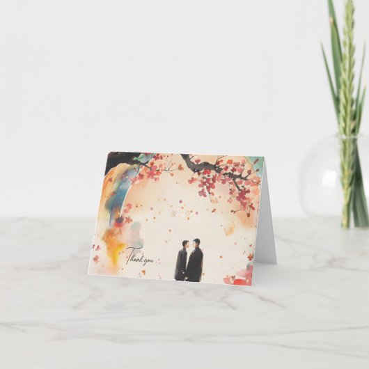 2人の新郎 デジタルアートプリント サンキューカード (正面)