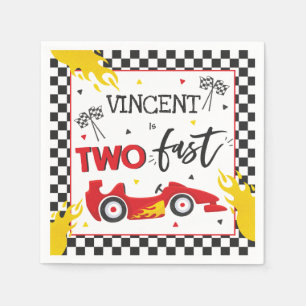 2人の早い誕生日パーティー、赤いレースカー、2歳の誕生日 スタンダードカクテルナプキン