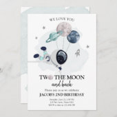 2人の月飛行士宇宙ボーイ2歳の誕生日 招待状 (正面/裏面)